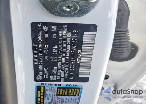 2021 Kia K5 Lxs z USA, uszkodzony, nr VIN 5XXG14J23MG027149